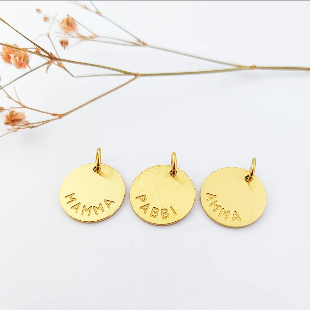 Engraved Charm Etiquetas Colgantes Chain With Letter Pendant Gold Laser Engrave Jewelry Blanks Joyeria Acero Inoxidable