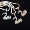 Hip Hop Animal Snake Pendant Necklace Micro Cubic Zirconia Pendant Iced Out Tennis Chain Jewelry Men Women Bling Bling Necklaces