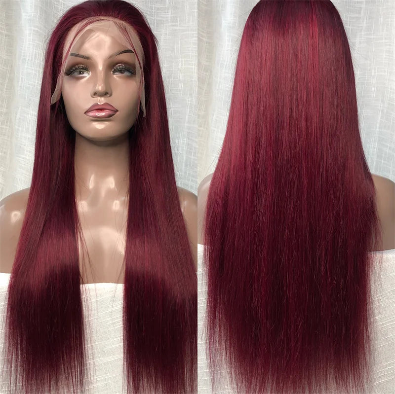 Burgundy Colored Human Hair Lace Front Wig 99J 13x4 Red Wholesale Virgin Cuticle Aligned Hair Remy Brazilian Body Wave Lace Wigs