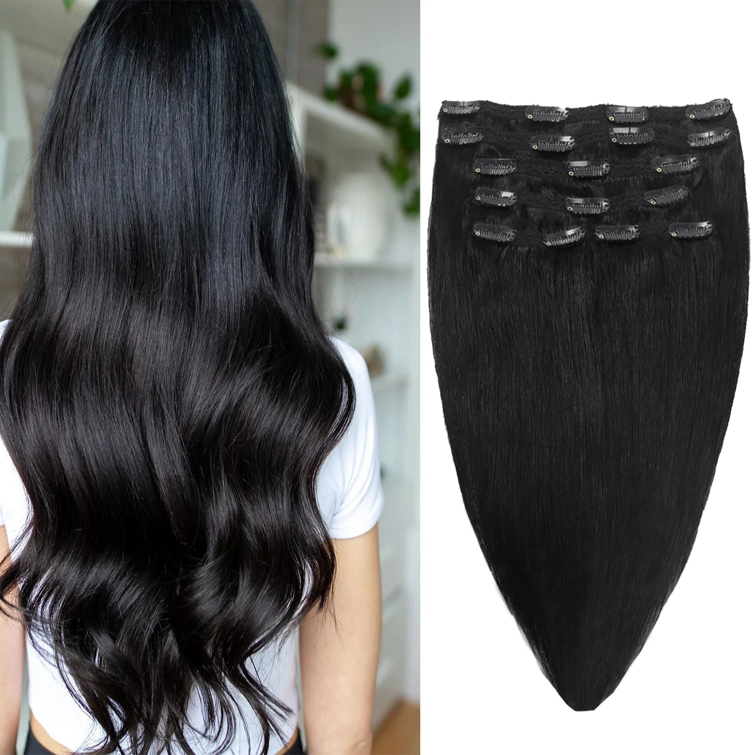 Stock 10A Grade 100% Remy Colored Human Hair Double Drawn Wholesale Brazilian Clip in Hair Extension