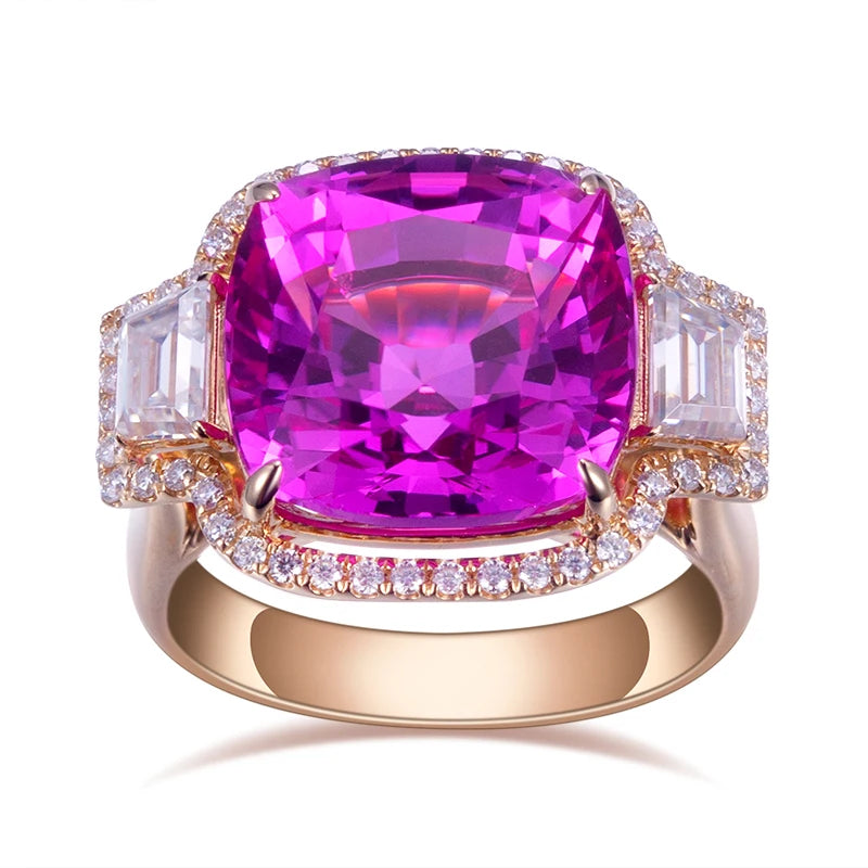 Custom Designs MSR-805 Luxury Woman Engagement Wedding Gift 14k Gold Lab Grown Ruby Ring