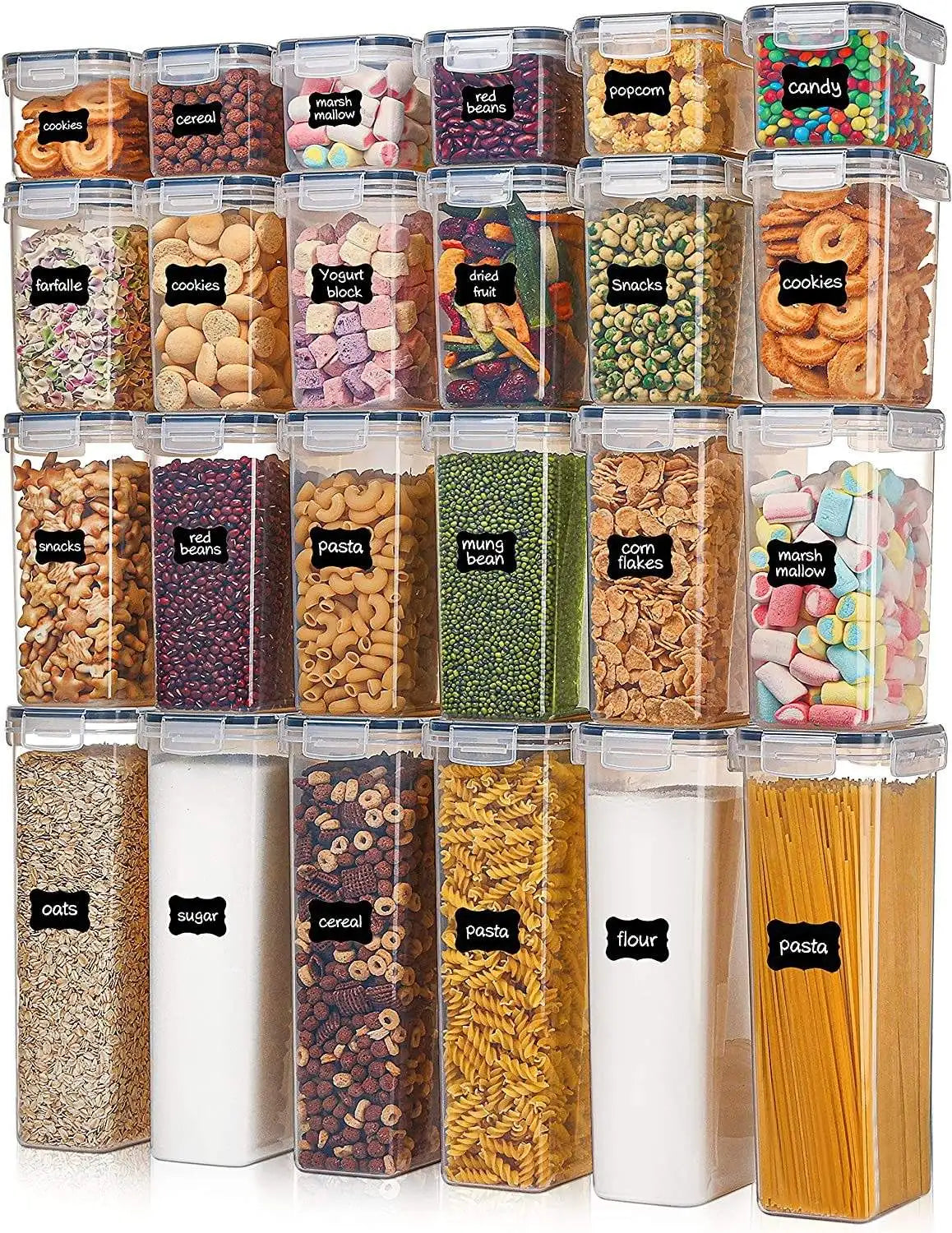 Airtight Food Storage Container Set 24 Piece Kitchen Box Plastic Canisters with Lids
