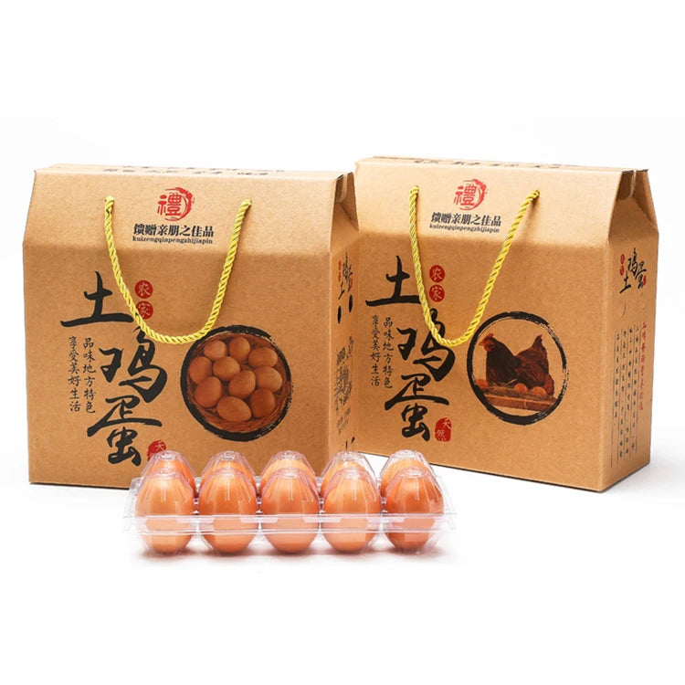 6/10/12 Packs Egg Tray Carton Thick Kraft Cardboard Gift Box Black Printing Customized Egg Packaging Box