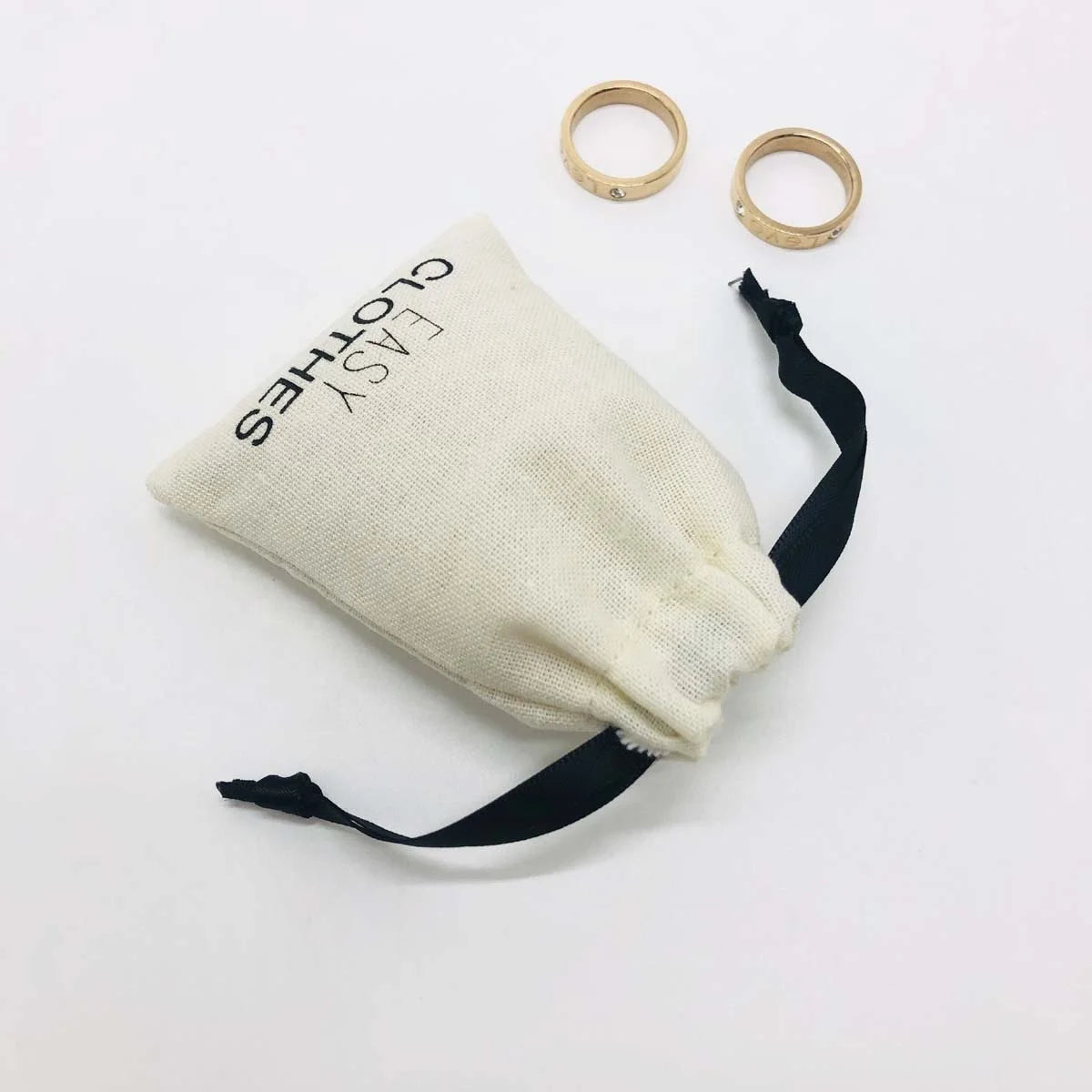 Recyclable Custom Logo Beige Eco-Friendly Jewelry Packaging Pouch Mini Cotton Linen Drawstring Cosmetic Gift Jewelry Bag