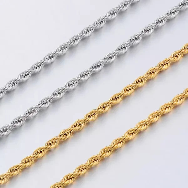 10mm Rope Chain Bijoux En Aci Inoxyd Rope for Necklace White Gold Rope Chain Twist Importar-bisuteria-china Jewelry for Women