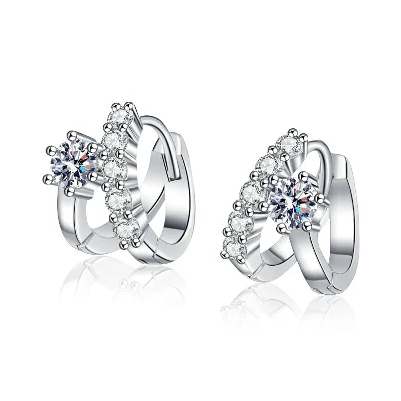Gra Certified 3ct Wedding Real Moissanite Diamond Band Hoop Earrings 925 Sterling Silver Plated Platinum Huggie Luxury Jewelry