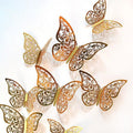 12Pcs Eco-Friendly 3D Hollow Butterfly Wall Stickers Home & Party Wedding Decor DIY for Kids Rooms with OPP Bag