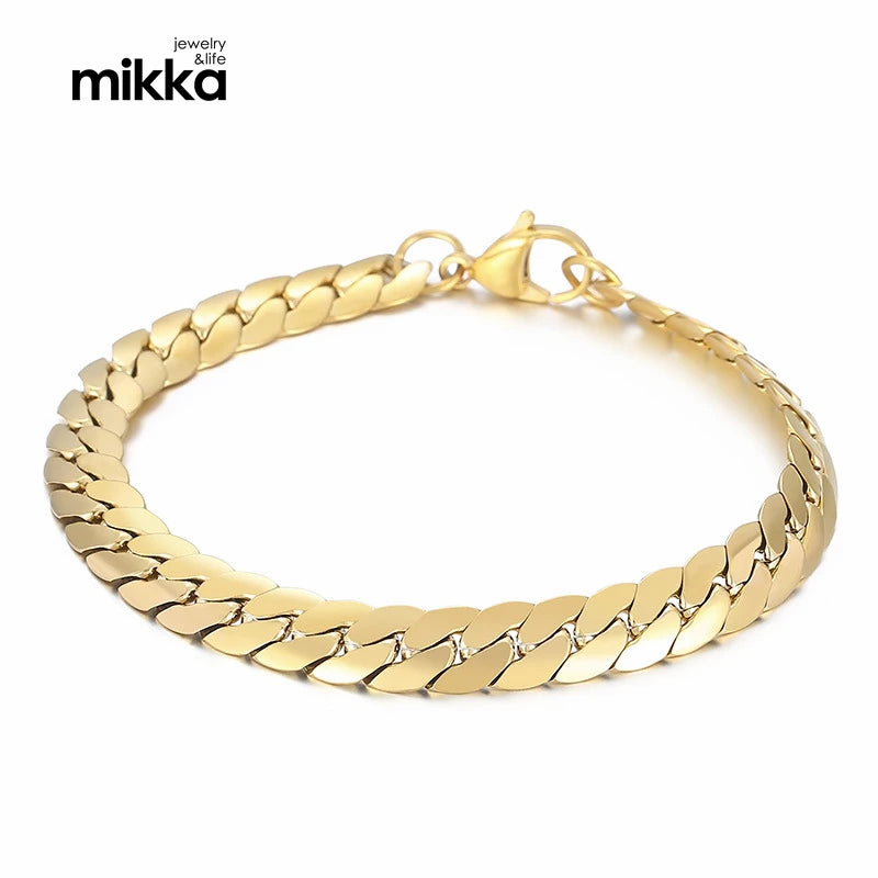 Simplicity Fashion Stainless Steel Jewelry Plain Density Flat NK Chain Bracelet for Men