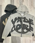 Men Hoodie Manufacturers Wholesale French Terry Cotton Oversized Vintage Distressed Embroidered Zip up Acid Wash Hoodies Custom