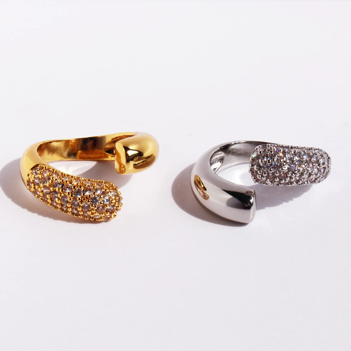 Fashion Joker Brass 18K Gold Plated Real Gold Wide Opening Inlaid Zircon Dome Trendy Rings Women Jewelry Factory Wholesale