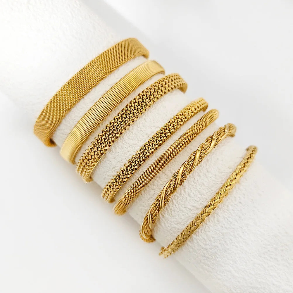 2025 Trendy Twists Bracelet 18K Gold Plated Stainless Steel Bangle Open Bangle Fashion Jewelry For Women Girls