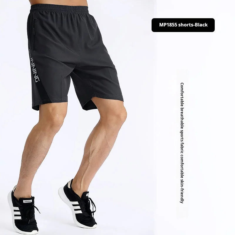 Summer Exercise Shorts Men's Sweat-absorbent Basketball Breathable Thin Running Fitness Loose Casual Cropped Pants Ice Silk