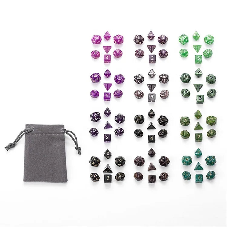 Multi Colors Acrylic Mini 7 Die Polyhedral RPG DND Dice Set With Velvet Bag