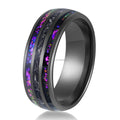 POYA Fashion 8mm Gunmetal Black Tungsten Carbide Ring Customizable Classic Style with Galaxy Galaxy&Meteorite Inlay for Parties MegaBDM