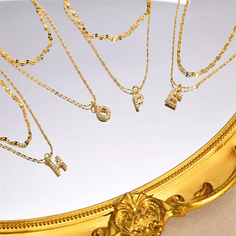 Custom Personalized Jewelry Necklace 26 Letter Zircon Pendant Charm Necklace