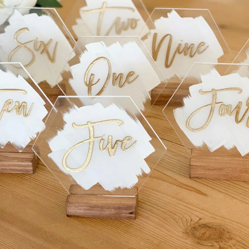 Colorful Acrylic Wedding Table Numbers Holder Stand With DIY Painted Backs Rustic Number for Wedding Decor