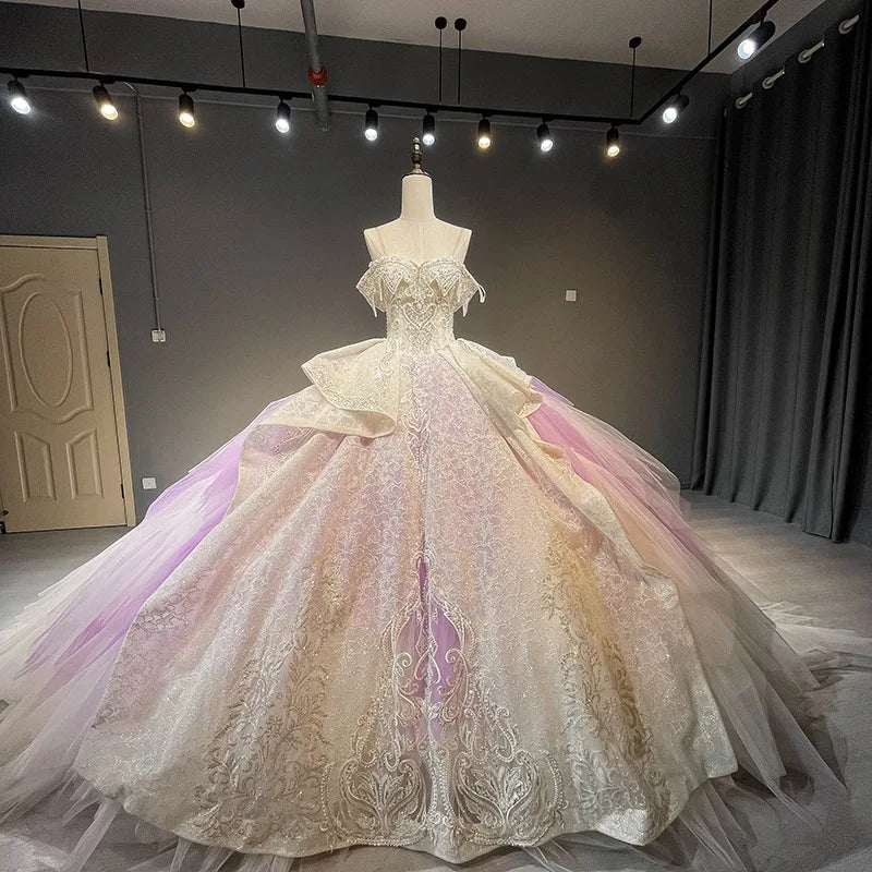 Senior Luxury Color Wedding Dress Sleeveless Heavy Industry Summer Wedding Women
