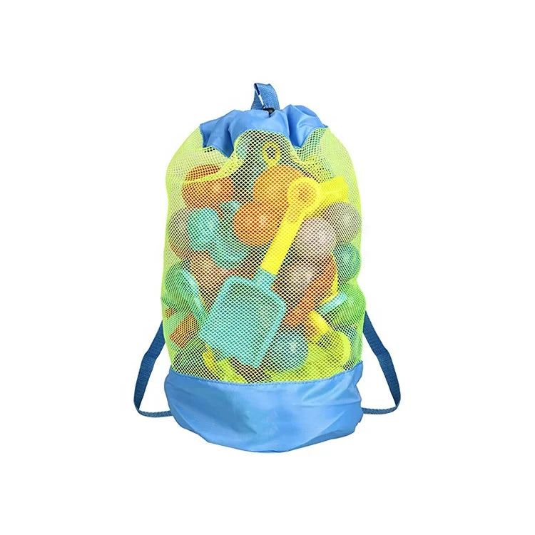 Durable Vintage Fashion Drawstring Storage Backpack Adjustable Shoulder Strap Large Mesh Beach Bag for Swim Pool Toys Stylish