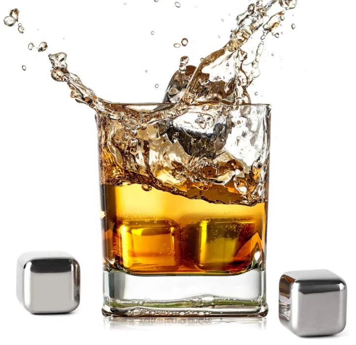 Wholesale 304 Stainless Steel Ice Metal Frozen bar Cold Beer Whiskey Stone for Wooden Smoked Cocktail