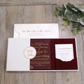 Doc Luxury Wedding Invitation Card Clear Acrylic Card With Red Suede Card and Gold Wordings