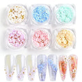 3D Acrylic Flower Colorful Light Change Nail Decals With Pearl Golden for Women Girls DIY Jewelry Decoration Nail Art Supplies