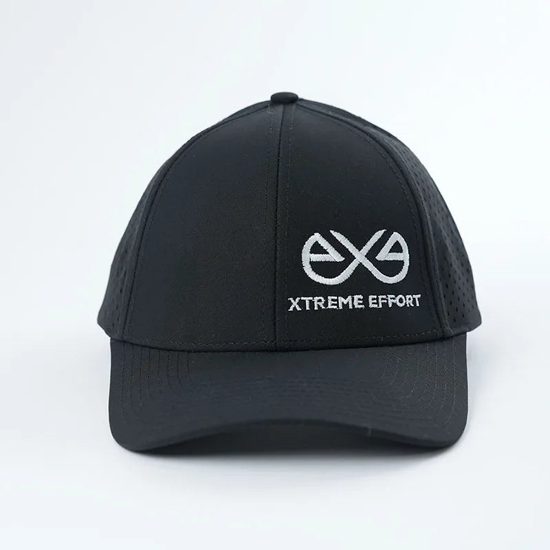 6 Panel Custom Embroidery Logo Breathable Mesh Trucker Cap Laser Cut Hole Quicky Dry Cap Black Baseball Cap