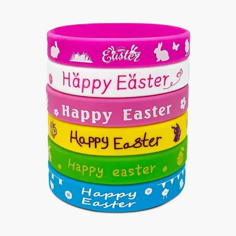 Printed Silicone Wristband Rubber Bracelet Customized Logo Bulk Order Easter Celebration Gift Promotion Band