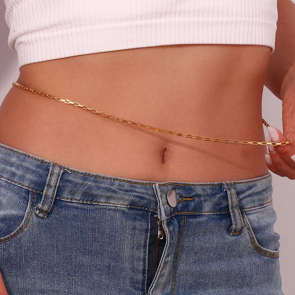 Non Tarnish Sexy Belly Chain Waterproof Body Chain Stainless Steel 18k Gold Plated Waist Chain For Women