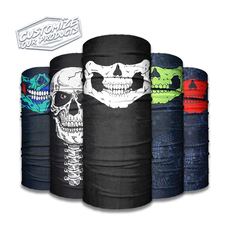 Wholesale Custom Logo High Elastic Ghost Head Printing Bandana Skull Print Breathable Face Cover Windproof Bandana