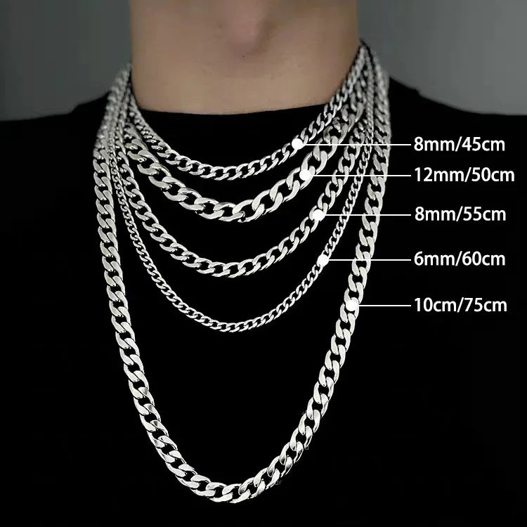 Wholesale Waterproof Stainless Steel Necklace Sliver Plated Fashion Necklace Hiphop Necklace for Men