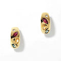 Milskye Cute Jewelry Fine Fashion for Women 14k Plated Gold 925 Silver Garnet Multi Gemstone Curve huggies Earrings