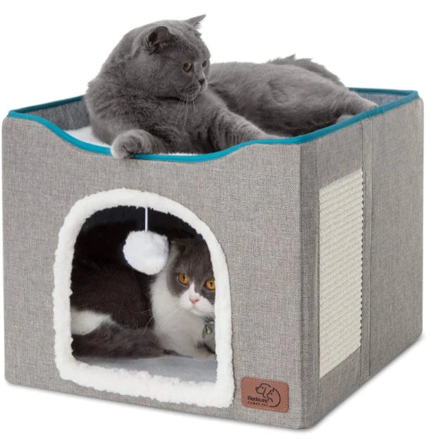 Donut Dog & Cat Heated Hooded Orthopedic Bed Nest Solid Wood Breathable Fancy Luxury Modern Pet Bed