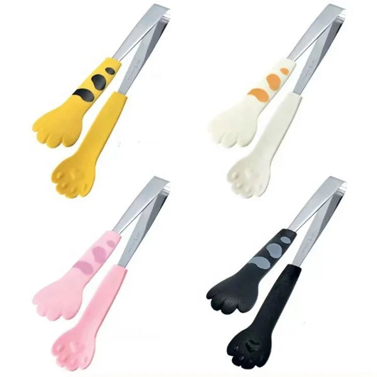 Creative Cute Cat Claw Shape Kitchen Tongs Large Small Stainless Steel Handle Dishwasher Safe Home Kitchen Food Clip Hand