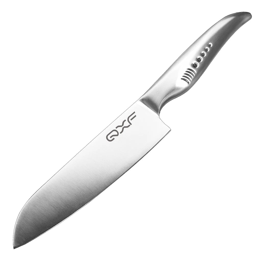 QXF Ultra Sharp Stainless Steel Kitchen Santoku Knife 7 Inch Japanese Santoku Knife With Hollow Handle