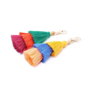 Handmade DecoratIve Keyring Ombre Tassel Keychains Bag Accessories Style Jewelry Tassel Stacked Layered Threads Pom Pom Keychain