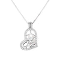 925 Silver Locket Necklace Pendant with Elephant Mother and Kid Design Pearl Jewelry