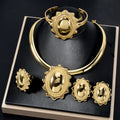 Fashion Jewelry Dubai 14k Gold Plated Bracelet Ring Necklace Earring Wedding Bride Jewelry Sets for Women