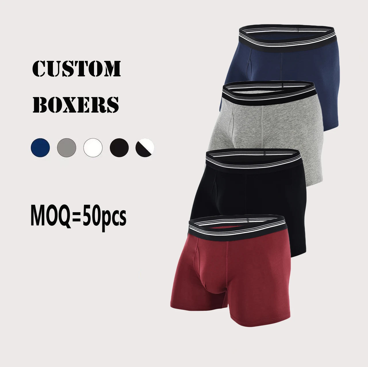 Custom Logo 95 Cotton 5 Spandex Men Boxer Shorts Para Hombre Boxer Briefs Men Underwear for Men