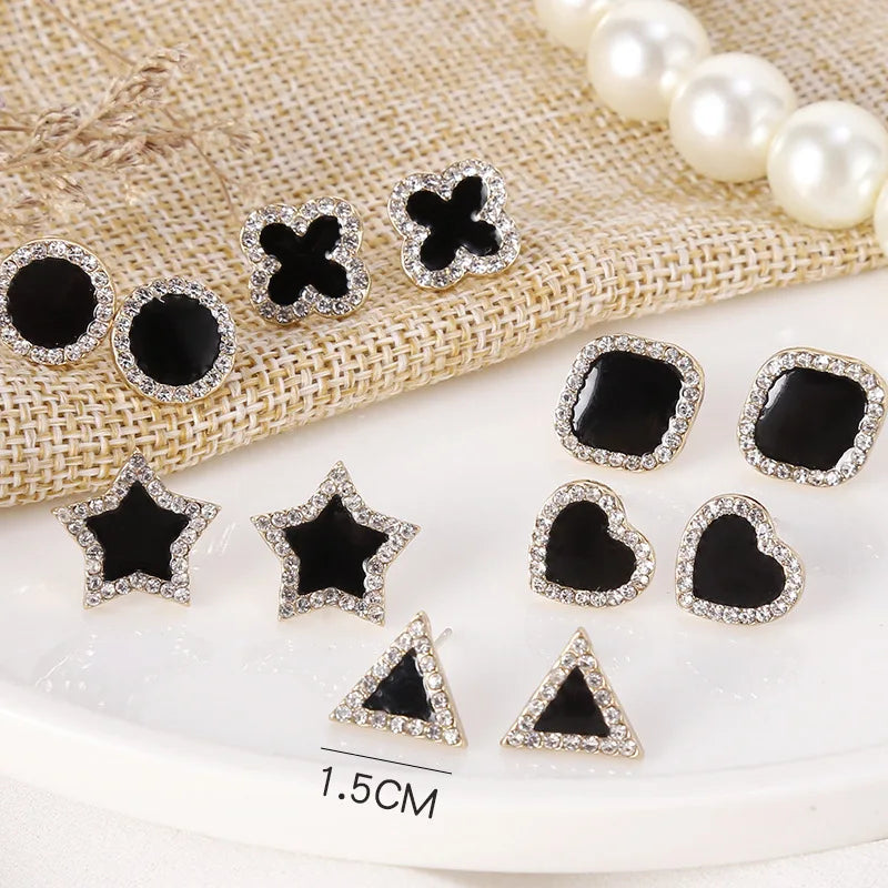Fashion INS Cute S925 Silver Hoop Huggies Earring Jewelry for Women Studs Diamond-encrusted Earrings