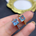Wholesale 925 Sterling Silver 7mm*7mm Natural Topaz Cocktail Rings New Design Classic Emerald Cut for Weddings Parties