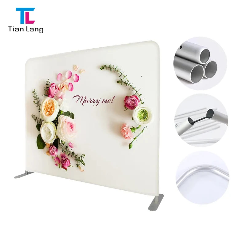 Tian Lang Wholesale Curved Aluminum Fabric Display Stand Background Photobooth Backdrop Stand for Photography