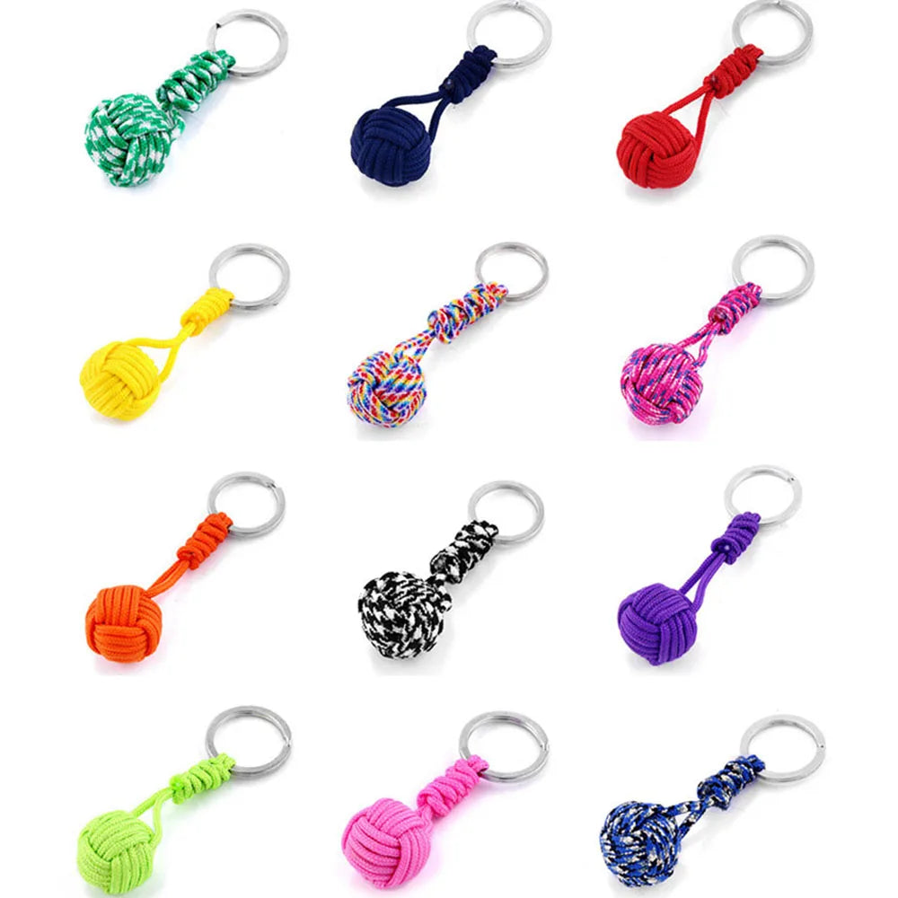 New Outdoor Survival Rope Cord Ball Keychain Military Parachute Woven Lanyard Keyring Key Chain