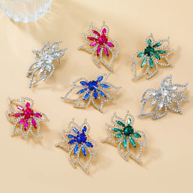 2024 Fashion Jewelry Rhinestone Flowers Stud Earrings for Women Jewelry Gorgeous Crystal Flower Rhinestone Earrings Accessories