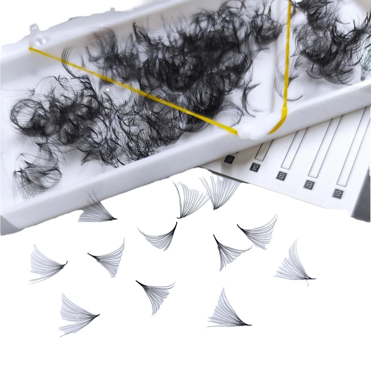 12D Premade Volume Fan Eyelash Extension Stock 10mm Pointy Stem Russian Wispy 0.03 0.05 0.07 C D CC Loose 10D Handmade Lashes