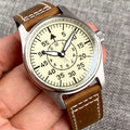 39mm 20bar Diver Vintage Pilot Mechanical Watch Men S NH35 Movt Cream White Dial Green Super Luminous Retro Gift Clock