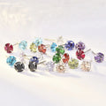 DAIHE Wholesale 2024 Simple 925 Sterling Silver Birthstone Four-claw Zircon Stud Earrings