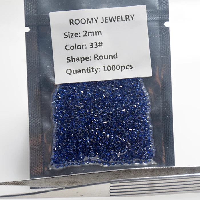 Top Sale Blue Round Lab Grown Sapphire Synthetic Melee Corundum Gemstone 33# 34# Blue Sapphire Stones