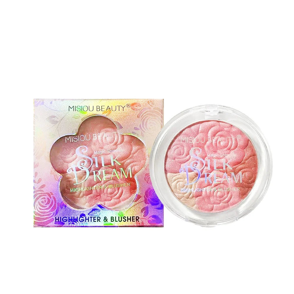 Wholesale Low MOQ Rose Flower Blush Palette Lasting Shimmer Highlight Face Highlighter Makeup Blush Powder