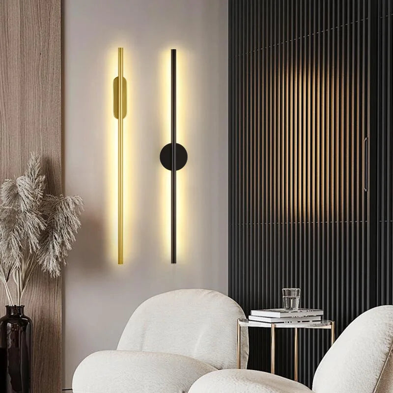 Modern Simple Living Room Bedroom Bedside Linear Wall Sconce Lamps up Down Background Opposite Luminous Black Led Wall Lights