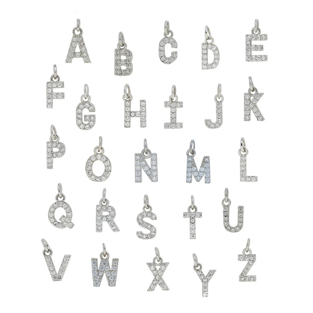 Hip Hop Custom Name Initials Letter Charm Pendant Silver Gold Plated Copper Arabic Iced for Necklace Bracelet Zircon Brass